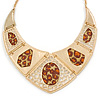 Egyptian Style V-Shape Station Necklace In Gold Tone - 40cm L/ 8cm Ext