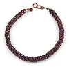 Purple Acrylic and Glass Bead Choker Style Necklace - 42cm Long