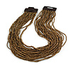 Bronze Gold Glass Seed Bead Multi-Strand Statement Necklace with Wooden Hook Clasp – Graduated Bib Design (40–52cm, 150g)