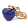 Purple Resin Apple Pendant With Long Gold Tone Chain - 74cm L/ 7cm Ext