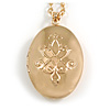 35mm Tall/Oval Locket Pendant with Gold Tone Chain - 44cm L/ 4cm Ext