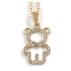 Small Crystal Open Bear Pendant with Gold Tone Chain - 42cm L/5cm Ext