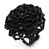 Black Glass Bead Flower Stretch Ring