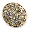 Statement Round Pave Set Swarovski Crystal Elements 'Discus' Stretch Ring - Adjustable 7/8 - 50mm Wide