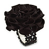 Black Silk & Glass Bead Floral Flex Ring - 40mm Diameter