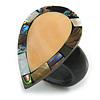 35mm/Cream/Abalone Teardrop Shape Sea Shell Ring/Handmade/ Slight Variation In Colour/Natural Irregularities