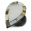 35mm/Grey/Natural Teardrop Shape Sea Shell Ring/Handmade/ Slight Variation In Colour/Natural Irregularities