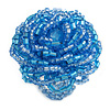40mm Diameter/Cornflower/Sky Blue Glass Bead Layered Flower Flex Ring/ Size M