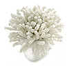 45mm Diameter White Glass Bead Flower Stretch Ring/ Size M