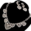 Rhodium Plated Mesh Heart Set