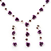 Delicate Y-Shape Light Purple Rose Necklace & Drop Earring Set