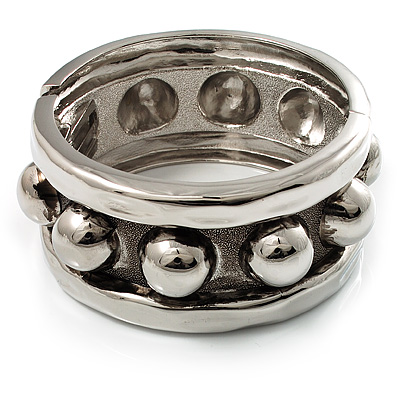Chunky Studded Hinge Bangle (Burn Silver Tone)
