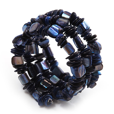 Blue Shell-Composite Coil Flex Bracelet