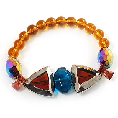 Citrine Bead Glass Stretch Bracelet