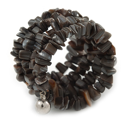 Grey Stone Nuggets Flex Coiled Bracelet - Adjustable
