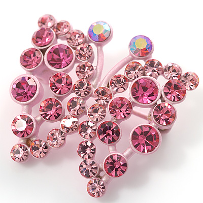 Pink Crystal Batterfly Pin Brooch