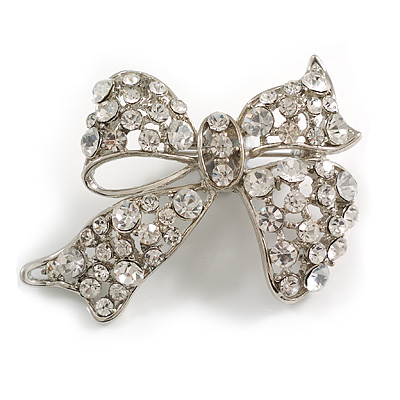 Classic Crystal Bow Brooch