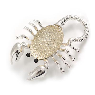 Scorpio/Scorpion Brooch in Silver Tone - 55mm Across