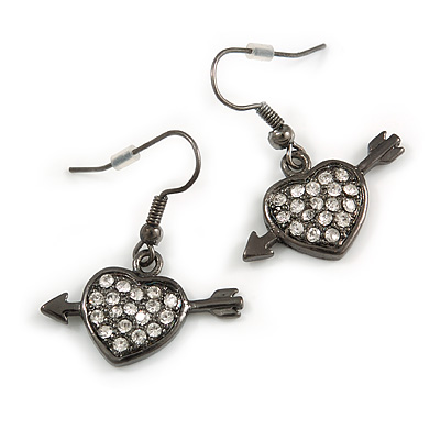 Black Tone Heart&Arrow Drop Fashion Earrrings