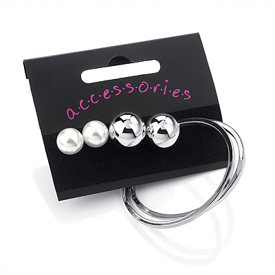 Versatile Set Of Hoop & Stud Earrings (Silver Tone)