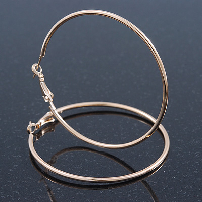 Large Slim Classic Hoop Earrings In Gold Plating - 60mm Diameter