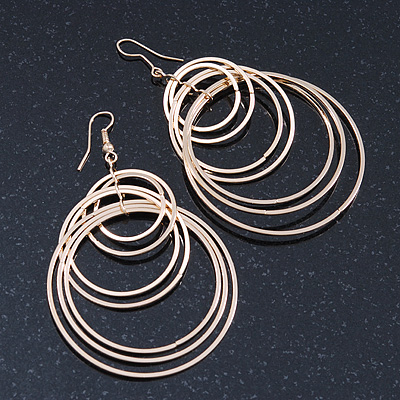 Gold Tone Hoop Earrings - 80mm L