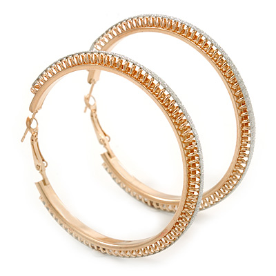 Two Tone Hoop Earrings - 60mm Diameter