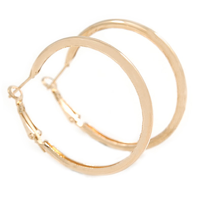 40mm Slick Polished Hoop Earrings In Gold Tone