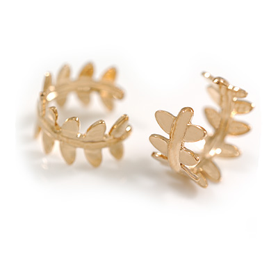Unisex Gold Tone Leaf-Pattern Ear Cuff Earrings – Lightweight, Stylish, and Versatile - 10mm in Diameter