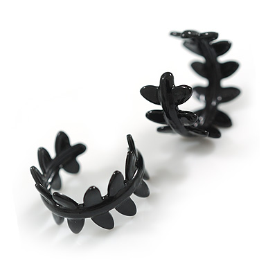 Unisex Black Leaf-Pattern Ear Cuff Earrings – Lightweight, Stylish, and Versatile - 10mm in Diameter