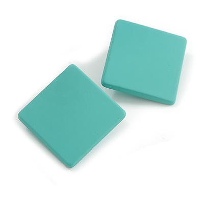 30mm Tall/ Mint Green Acrylic Square Stud Earrings in Matt Finish