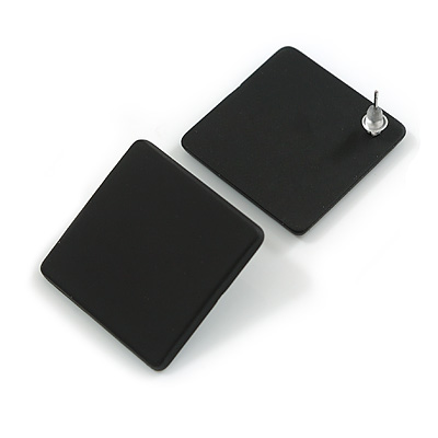 30mm Tall/ Black Acrylic Square Stud Earrings in Matt Finish