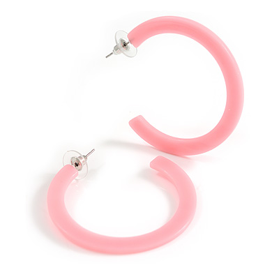 45mm Pink Glossy Acrylic Hoop Earrings/ Latest Hoop Earring Trends