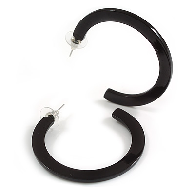 45mm Black Glossy Acrylic Hoop Earrings/ Latest Hoop Earring Trends