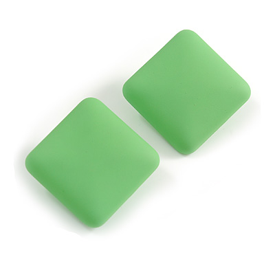 Salad Green Square Matte Acrylic Stud Earrings - 27mm Tall