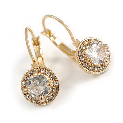 Golden Halo Drop Earrings with Leverback Closure - 25mm Total Drop