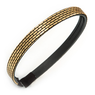 Gold/ Black Glitter Fabric Flex HeadBand