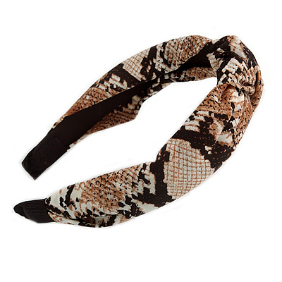 Snake Print Fabric Flex HeadBand/ Head Band in Black/ Brown/ Cream
