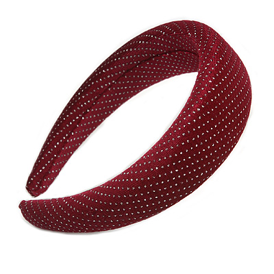 Retro Thicken Padded Velvet Glitter Wide Chunky Hair Band/ HeadBand/ Alice Band in Burgundy