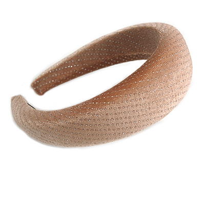 Retro Thicken Padded Velvet Glitter Wide Chunky Hair Band/ HeadBand/ Alice Band in Mink Colour