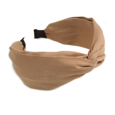 Beige Sateen Fabric Wide Chunky Flex HeadBand/ Head Band