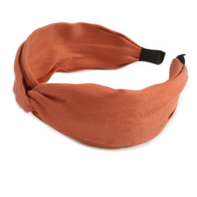 Tan Sateen Fabric Wide Chunky Flex HeadBand/ Head Band