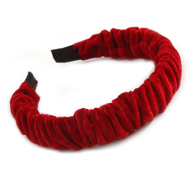 Wine Red Velour Fabric Flex HeadBand/ Head Band
