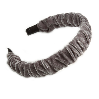 Grey Velour Fabric Flex HeadBand/ Head Band