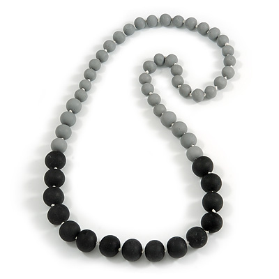 Long Graduated Grey Resin Bead Necklace - 78cm L
