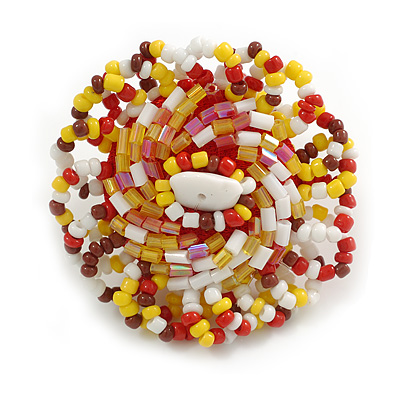 40mm Diameter/Gold/White/Brown/Red Glass Bead Daisy Flower Flex Ring/ Size M/L