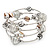 Silver-Tone Beaded Multistrand Flex Bracelet (White)