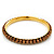 Slim Bronze Metallic Glass Bangle Bracelet In Gold Plating - up to 18cm Length