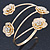 Gold Plated Crystal Floral Upper Arm Bracelet - Adjustable