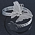 Silver Plated Hammered Butterfly & Flower Upper Arm, Armlet Bracelet - Adjustable